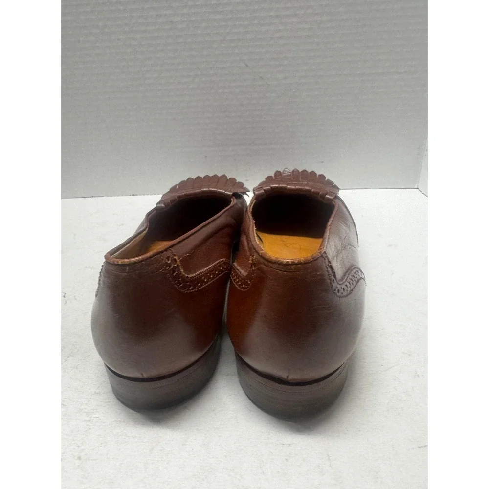 Polo Ralph Lauren Brown Leather Kiltie Loafers Wingtip Made in Italy Men 8D 3056